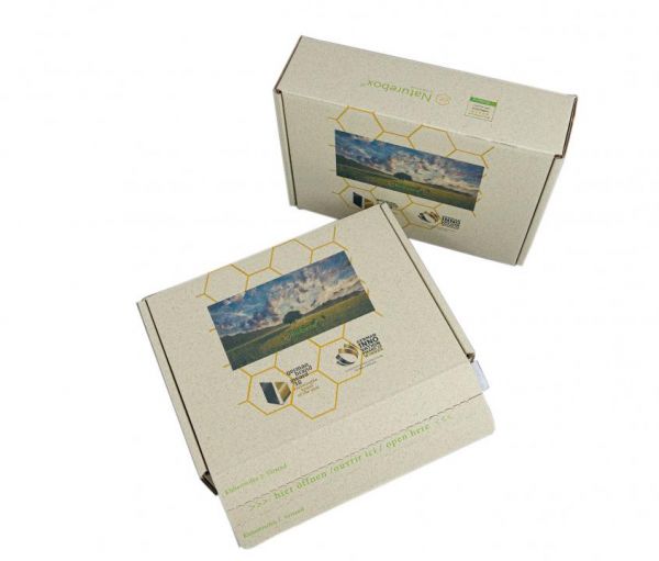 Graskarton mit Logo: Naturebox® Premium E-Commerce | 318 x 232 x 90 mm